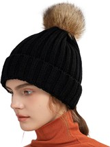 Winter Hats for Women - Beanies Women Winter Hat with Faux Fur Pom Warm Knit - £10.99 GBP