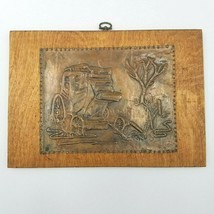 Vintage Stamped Pressed Copper Stagecoach 11&quot; x 7.5&quot; Artwork Picture Wes... - $19.79