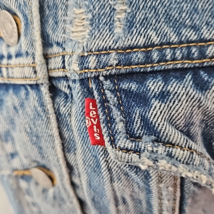 Womens Levi's Denim Trucker Jacket Embroidered Palm Trees Distressed Small image 7
