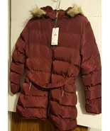 Lee Hanton Women&#39;s Hooded Sherpa Lined Puffer Coat Wine Marked 2X MADE S... - £23.94 GBP