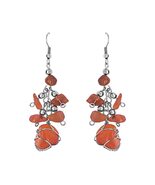 Wire Wrapped Tumbled Stone Healing Crystal Long Dangle Earrings - Womens Fashion - $17.81