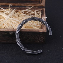 Iron Color Vikings Bangle Men&#39;s Alloy Bracelets Boyfriend Gift Viking Wooden Box - £14.34 GBP