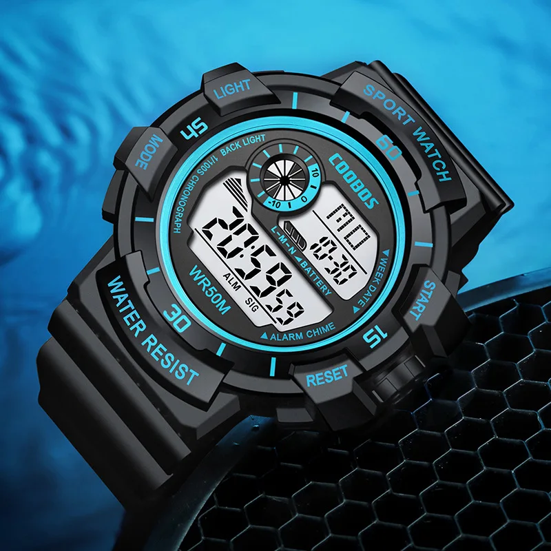 Digital Watch Men Waterproof Electronic Fashion LED Watches Luminous Ala... - $17.47