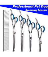 6Pcs Professional Pet Dog Grooming Scissors Straight Curved Thinning She... - £31.92 GBP