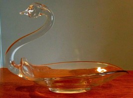 Duncan Miller Swan Mint Candy Dish Elegant Glass Clear Vintage Graceful Nice - £17.08 GBP