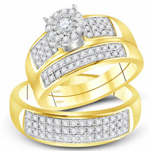 Authenticity Guarantee 
14kt Yellow Gold His Hers Round Diamond Halo Matching... - £1,400.97 GBP
