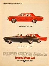 Compact dodge dart six Chrysler Convertible Red black 1964 Vintage Print Ad - $11.14