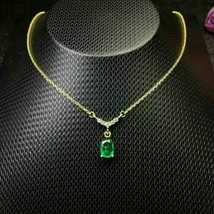 1 Karat Ovalschliff Smaragd Labor Erstellt Anhänger Umwerfend Halskette 14K Gelb - £83.25 GBP