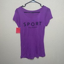 Isaac Mizrahi Sport Basic Bold Tee Purple With Black Logo T-Shirt Sz S New - £55.02 GBP