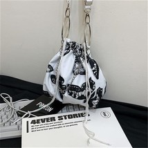 Women Drawstring  Bag  Pattern Chain Ins Fashion 2021 Hiphop Black White Pink Go - £52.19 GBP