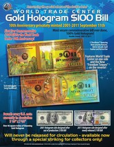 WORLD TRADE CENTER Anniversary FREEDOM TOWER Gold Hologram Tribute Certi... - £7.56 GBP