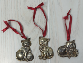 Gorham Christmas Cat Ornaments Silver Plated lot of 3 Kitties - $9.89