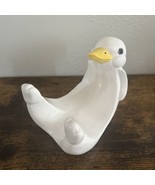 Vintage Ceramic Laying White Duck Holder 8” Figurine Made In Taiwan - $22.11