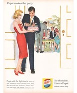 1960 Pepsi Cola Birthday Party Vintage Print Ad Blonde Red Dress Busines... - £8.30 GBP