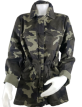 JustFab Jacket Womens Sz Large Camo Anorak Cotton Lightweight Drawstring... - $23.62 CAD