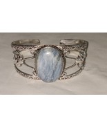Natural Blue Kyanite Silver Bangle Bracelet - €12,38 EUR