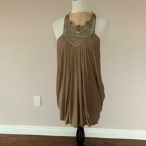 NWOT YIGAL AZROUEL Taupe Jersey Halter Tunic SZ 2 (M) - £73.54 GBP