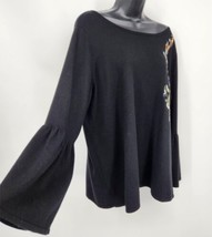 Philosophy Pullover Sweater Womens Plus Sz 1X Black Long Bell Sleeves Em... - £7.06 GBP
