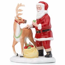 Lenox Santa&#39;s Reindeer Figurine Bag Of Treats Feeding Apples Christmas 2... - £30.11 GBP