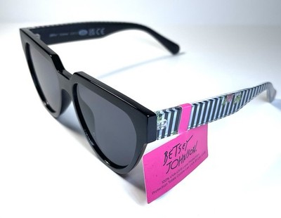 NEW BETSEY JOHNSON Black White Retro Flower Stripe BJ23201 Sunglasses + ... - $736.60 MXN