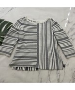 Habitat Womens Boatneck Sweater Size S White Black Mixed Stripe 3/4 Slee... - $44.66 CAD