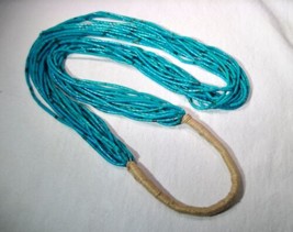 Vintage Native American Turquoise Heishi 15 Strand Handmade Rope Necklace K1261 - £325.26 GBP