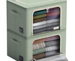 Storage Bins with Metal Frame - Stackable &amp; Foldable Clothes Organizer B... - £41.69 GBP