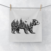 Custom Forest Bear Face Towel: Soft, Absorbent, One-Sided Print, 13&quot; x 13&quot; - £12.07 GBP