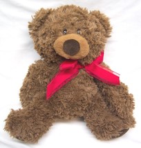 Aurora CUTE BROWN TEDDY BEAR W/ RED BOW 9&quot; Plush STUFFED ANIMAL Toy 2019 - £14.34 GBP