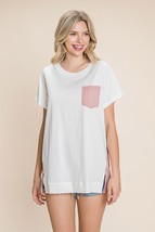 Cotton Bleu by Nu Label Contrast Striped Short Sleeve T-Shirt - $25.00