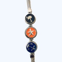 Ginger Snaps 3 Button Chain Bracelet Nautical Anchor Palm Tree Toggle Clasp - £23.32 GBP