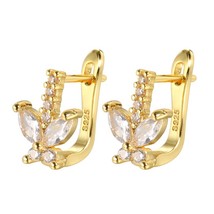 Fashion Butterfly Zircon Stud Earrings For Women Gold Color Luxury Engagement Pa - £6.34 GBP