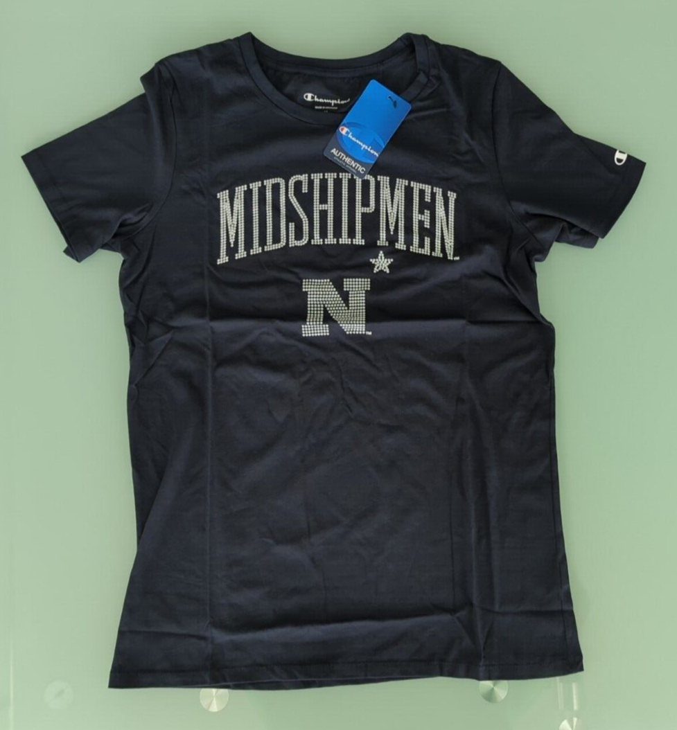 Champion NCAA Navy Midshipmen Womens Short Sleeve Tee Sz M Navy NWT - $11.88