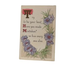 Postcard Try To Be Your Best Encouragement Flowers Vintage 1911 Unused - £7.39 GBP