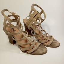 Brash Mystique Gladiator Wide High Heel Sandals Beige Zip-Side Women&#39;s Size 8 - £11.15 GBP