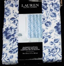 Ralph Lauren Floral Shady Blue &amp; White Tones Fabric Cotton Shower Curtai... - $48.99