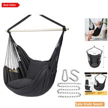 Stylish Hanging Rope Chair with Cushions &amp; Safety Features for Indoors/O... - $108.85