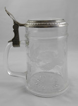 Vintage W. Germany Etched Glass Beer Stein Wild Boar and Geese Design with Lid - £12.54 GBP