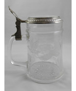 Vintage W. Germany Etched Glass Beer Stein Wild Boar and Geese Design wi... - $21.92 CAD