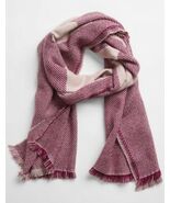 NWT Gap Printed Fringe Scarf Wine Color One Size - $22.96 CAD