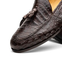 Bianchi Genuine Caiman Crocodile Tassel Loafers Brown image 3