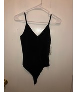NWT BP Nordstrom Womens SZ Medium Black Thong Bodysuit Spaghetti Strap P... - $11.87