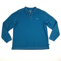 Tommy Bahama Islandzone Supima Men&#39;s Blue/Green Long Sleeve Polo Shirt  ... - £22.84 GBP