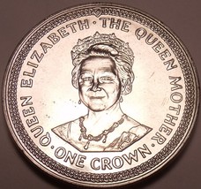 Massive Gem Unc Isle Of Man 1985 Crown~The Queen Mothers 85th Birthday~Free Ship - £16.18 GBP