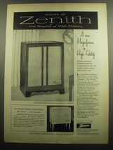 1958 Zenith Mozart Console Ad - Quality by Zenith the Royalty of High Fidelity - $18.49