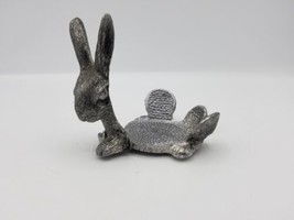 Vintage METZKE 1984 Pewter Bunny Rabbit Tea Light Candle Votive Holder 3&quot; Tall - £12.62 GBP