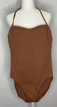 newport news NWT Women’s Size 12 one piece Halter Top Brown Swim Suit L7 - £15.77 GBP