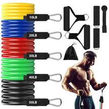 Exercise Resistance Bands 150 LBS 11 Piece Color 10-50lb Strength Fitness Body - £7.80 GBP