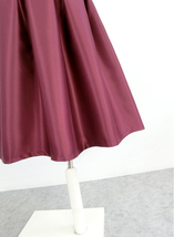 Burgundy Polka Dot Pleated Midi Skirt Women A-line Full Pleated Midi Party Skirt image 14