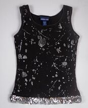 LIMITED TOO GIRLS SIZE 8 BLACK SILVER RIBBED TANK TOP SHIRT SEQUINS  - $7.91